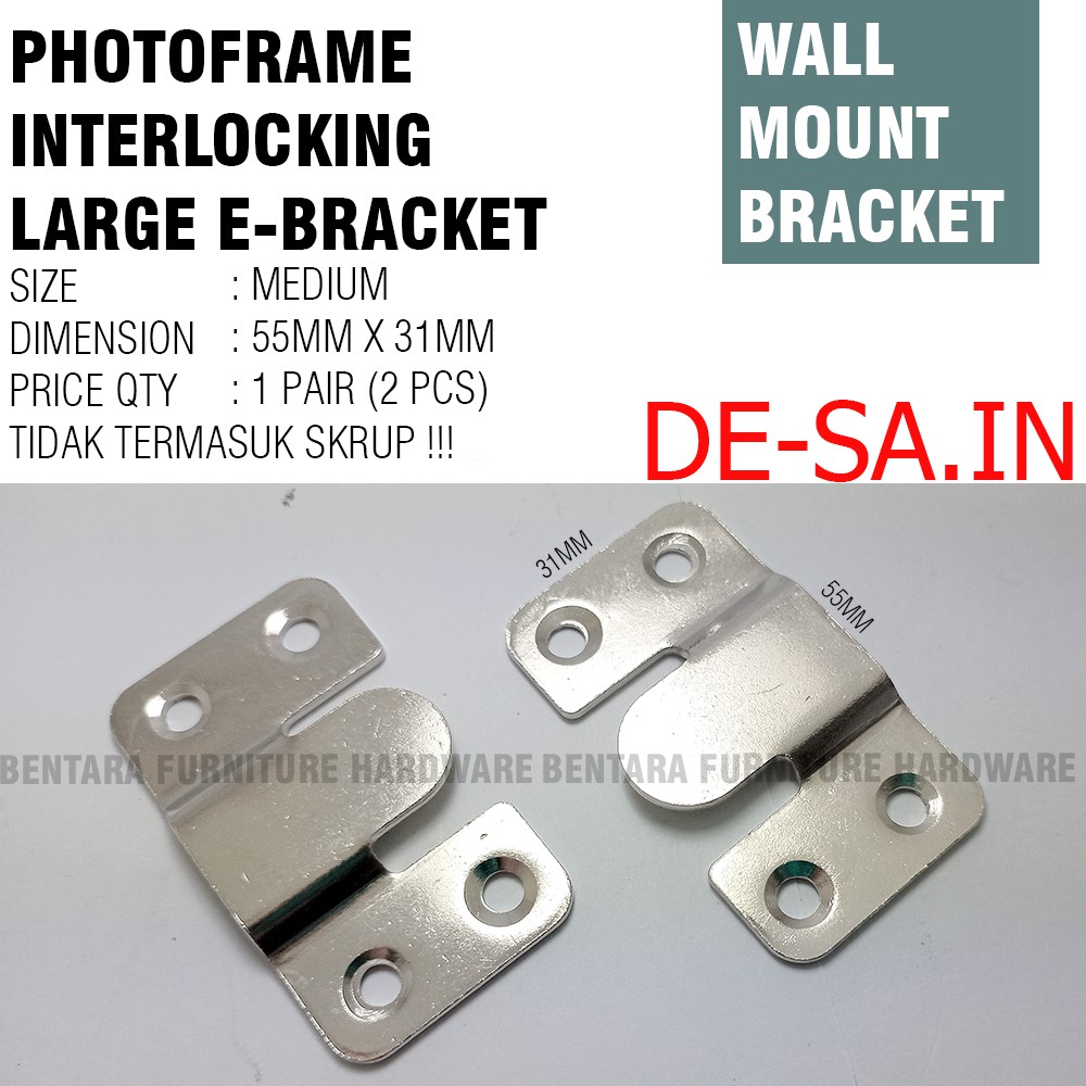 2 x LARGE BRAKET E Cantolan Bingkai Foto Figura Gantung E Bracket Wall Flush Mount Photoframe Plat