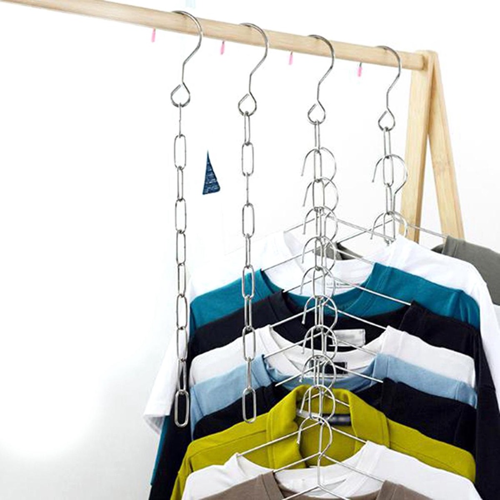 [Elegan] Gantungan Rantai Magic Home Hemat Ruang Stainless Steel Heavy Duty Cascading Closet Organizer