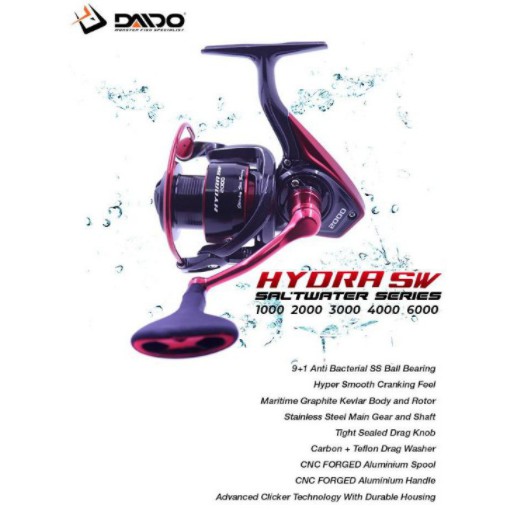 Reel pancing daido hydra atau ocea spin pilihan 1000 2000 3000 4000 6000 saltwater sw