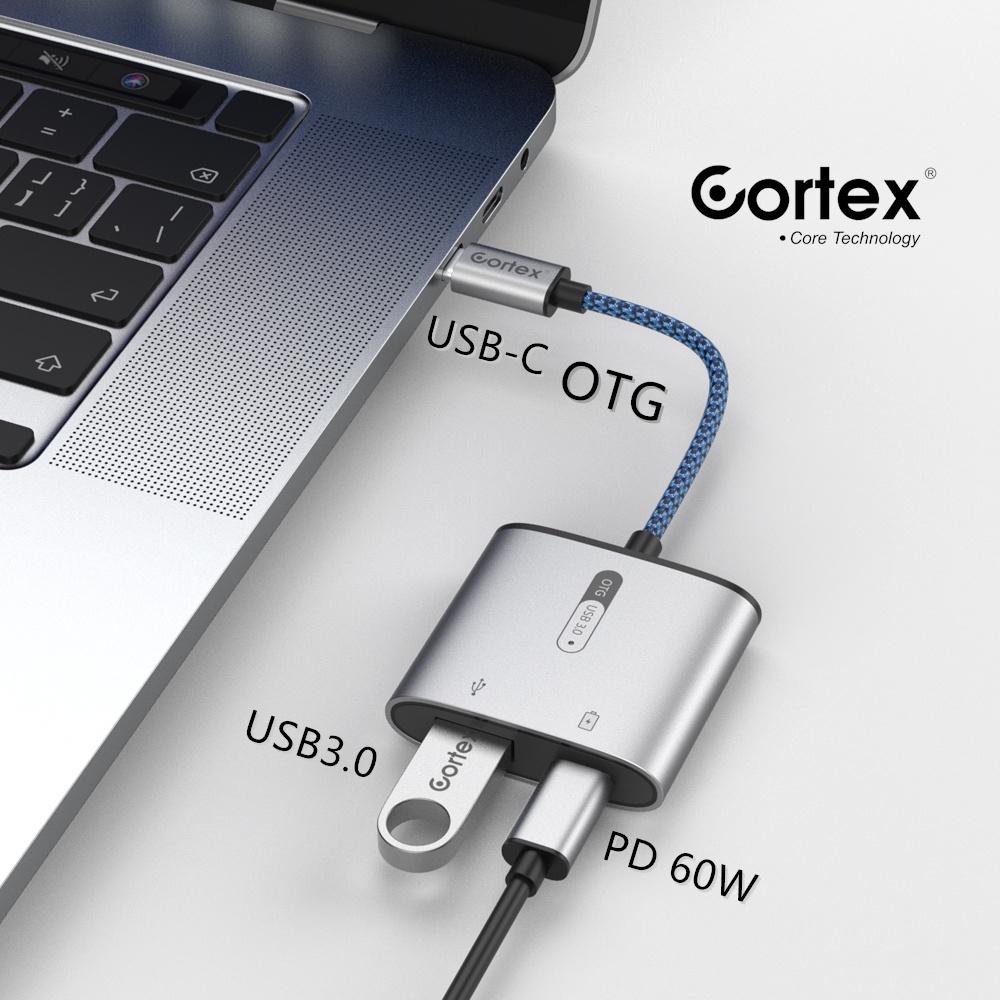 Cortex Power - MH366 Type-C To USB 3.0 OTG Soundcard + 60W Charging 2in1 Adapter