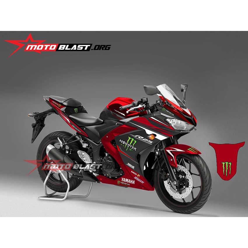 Decal Stiker YZF R25 RED BLACK MONSTER V1