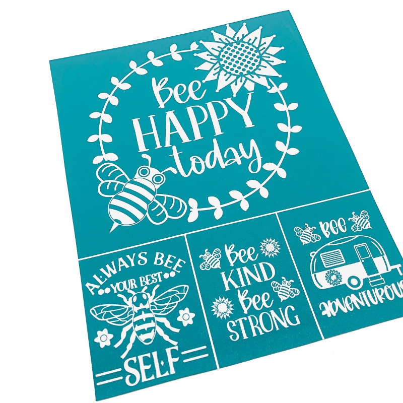 Kiss Bee Happy Today Cetakan Transfer Mesh Untuk Membuat Kaos T-Shirt / Bantal DIY