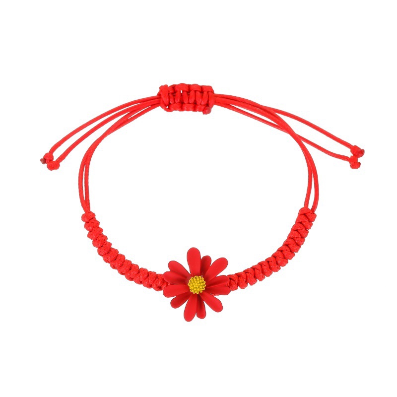 Gelang Wanita Bunga Warna Murni Korea Fashion Daisy Kecil Gelang Tali Dikepang Aksesoris Siswa / Pacar / Pasangan