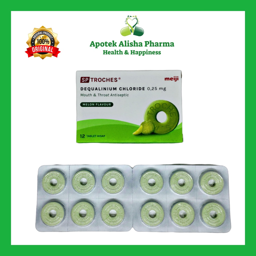 SP TROCHES MEIJI ANAK isi 12 Tablet &amp; 6 Tablet-SP Troches Tablet Hisap Antiseptik Mulut Sakit/Radang/Gatal Tenggorokan Sariawan Anak