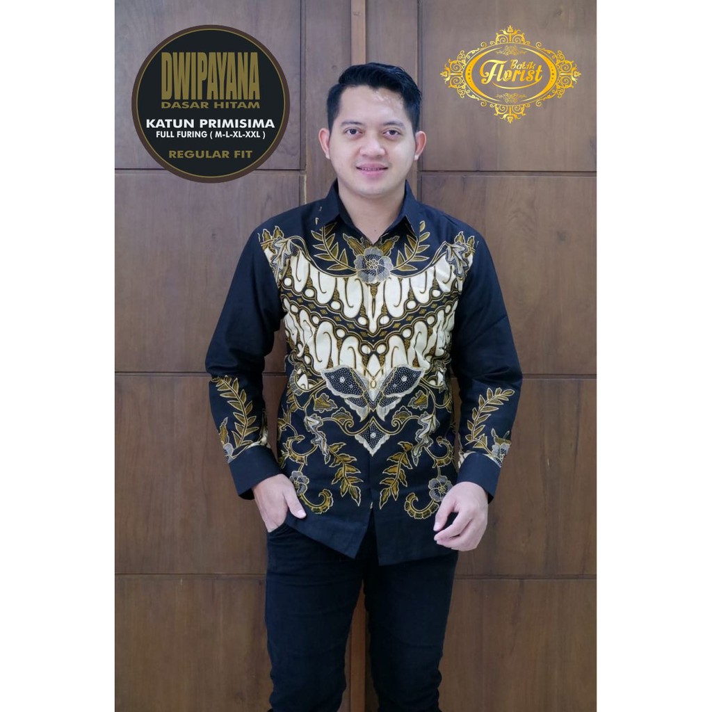 DWIPAYANA Kemeja Batik Pria Lengan Panjang Full Furing Bahan Katun Primisima