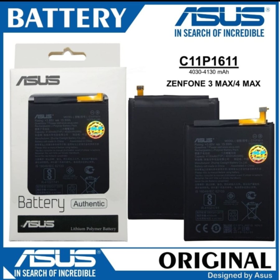 DIJAMIN ORI 100% BATERAI C11P1611 BATRE ASUS ZENFONE 3 MAX 5.2 ZC520TL BATTERY
