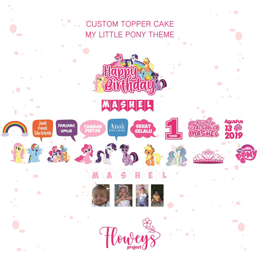 Topper Cake Custom "My Little Pony Theme"/Hiasan Kue/Bebas Request/Semua Tema Bisa