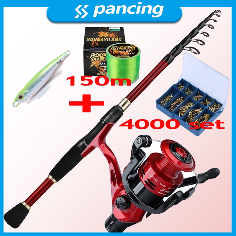 Carbon Fiber Joran Pancing set Pancing Telescopic Fishing Rod 1.8m 2.1m 2.4m Ultralight Weight Casting Spinning pancingan set lengkap joran casting