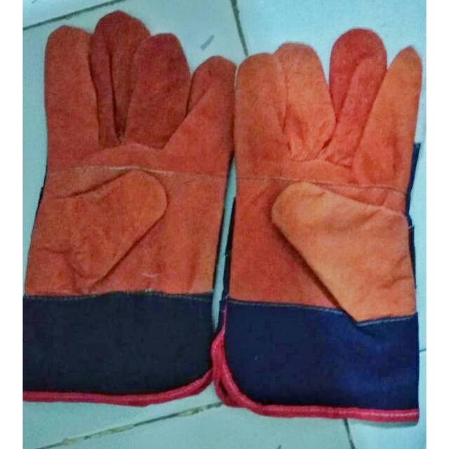 Sarung tangan kombinasi kulit kain jeans / glove safety