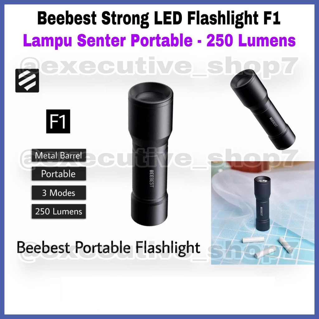 Beebest Strong LED Flashlight F1 Lampu Senter Portable - 250 Lumens