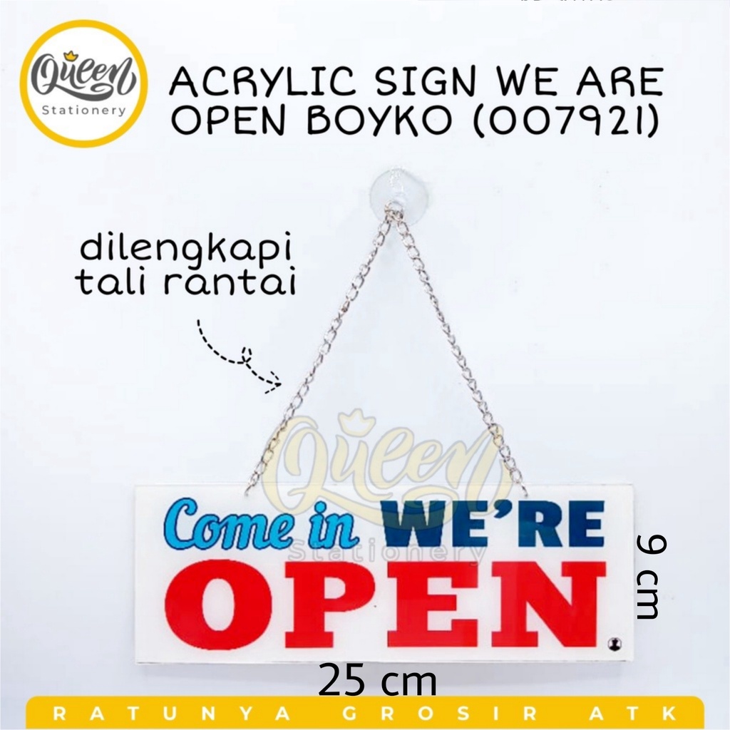 

1 PCS ACRYLIC SIGN WE ARE OPEN BOYKO / SIGN BOARD ACRYLIC (007921)
