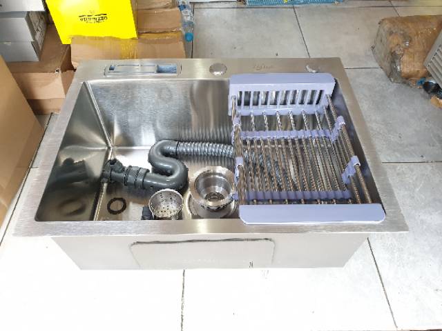 Bak cuci piring thsink stainless 304 tebal 60cmx45cm ada tempat pisau PROMO
