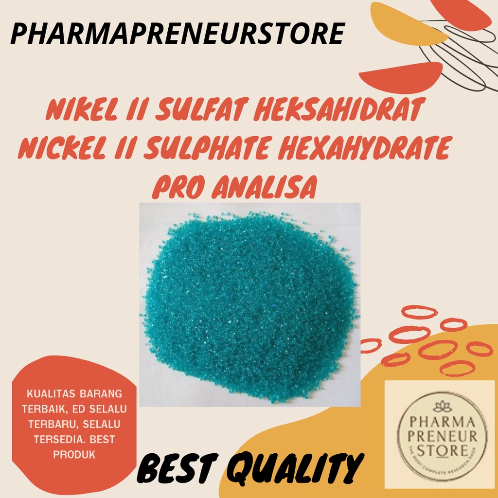 NIKEL II SULFAT HEKSAHIDRAT / NICKEL II SULFATE HEXAHYDRATE ( NISO4.6H2O ) PRO ANALISA PER 10 GRAM BEST QUALITY