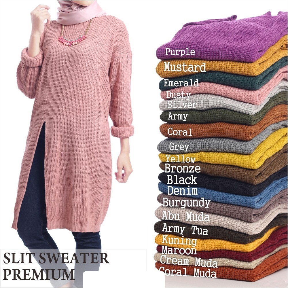 SLIT SWEATER  sweater premium  sweater muslim  sweater 