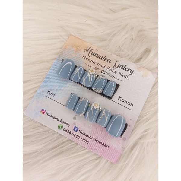 FAKE NAILS KUKU PALSU WEDDING WARNA BIRU