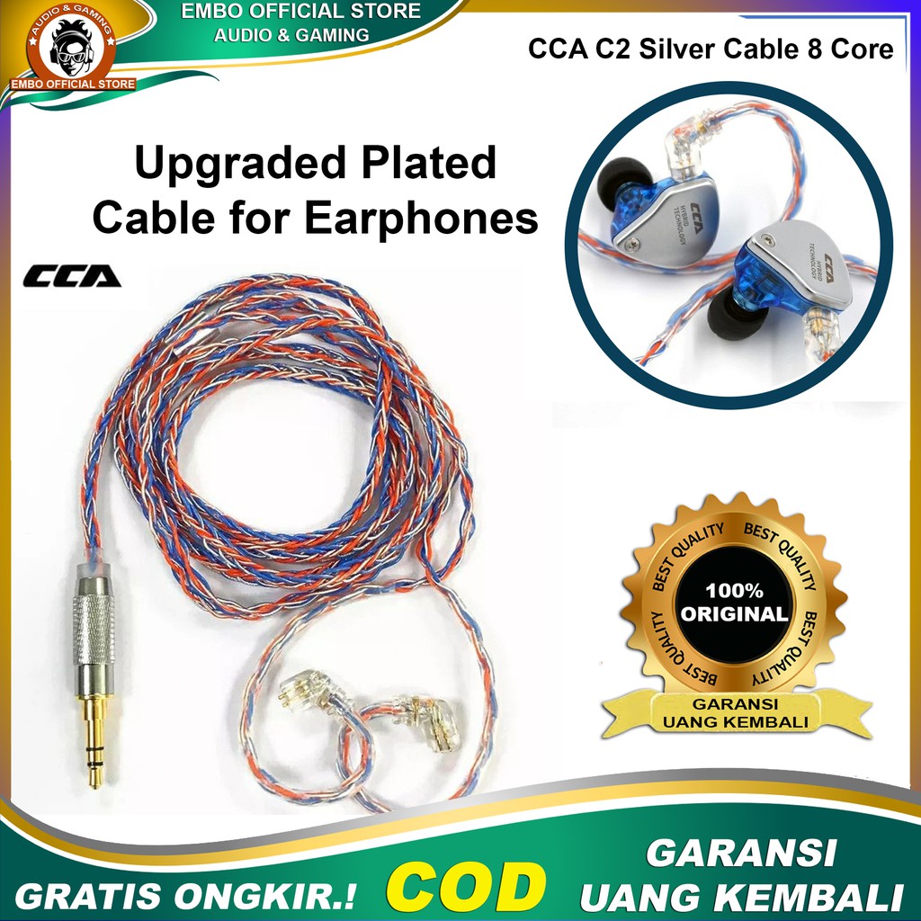 CCA C2 8 Core Upgraded Silver Plated Kabel Headphone Headset Mmcx kabel kz Upgrade Earphone Original