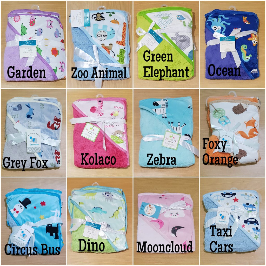 Selimut topi bayi double fleece hoodie blanket bulu lembut