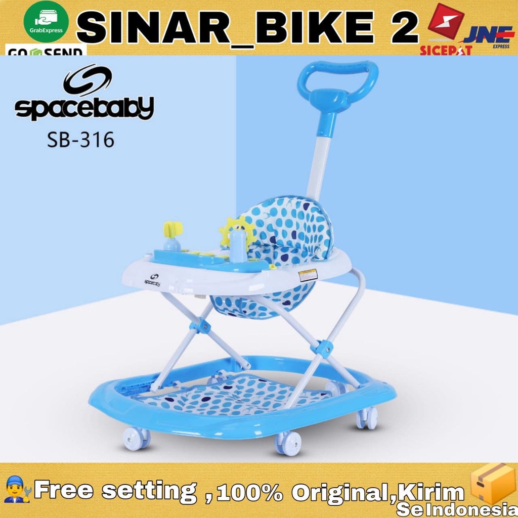 Baby Walker spacebaby 3in 1 SB 711 &amp; Baby Walker 316 Stir Dorong Musik Lampu Mainan Alas Kaki