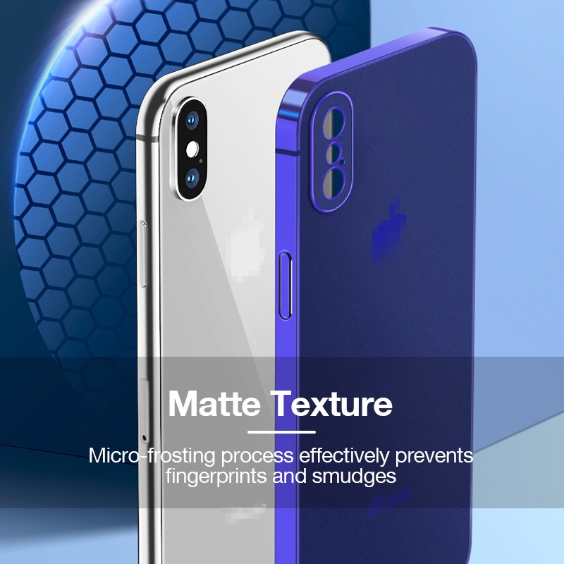 Square Plating Matte Phone Case Kompatibel Dengan iPhone X XS MAX XR Straight Edge Slim Soft TPU Shockproof Cover Full Casing Pelindung Kamera