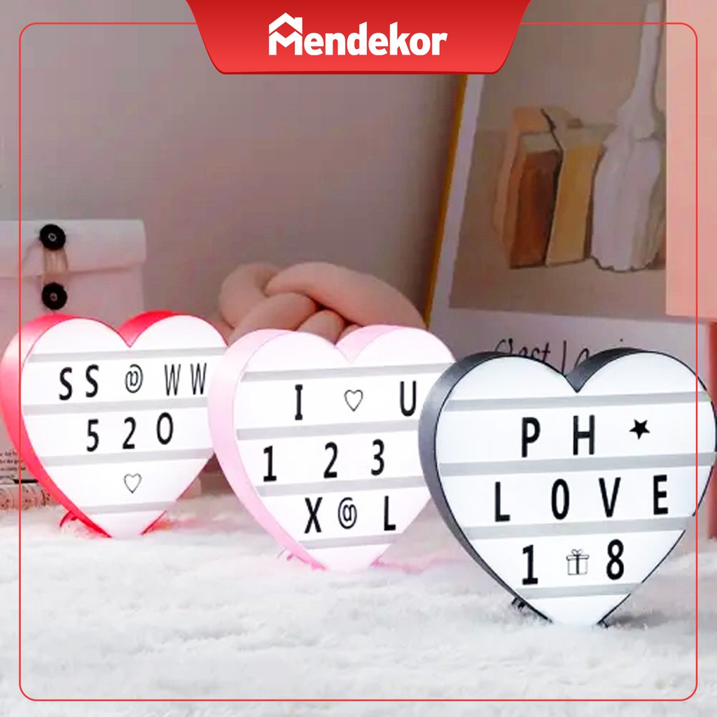 Lightbox cinema light led neon box portable lampu putih hati | MENDEKOR Grata