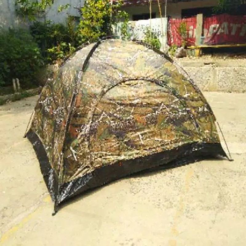 Tenda camping terpal kapasitas 2-3 orang - Tenda army - tenda kamuflase - tenda kemping terpal