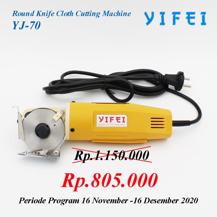Mesin Potong Kain Kecil YIFEI YJ-70/ROUND KNIFE CLOTH CUTTING MACHINE