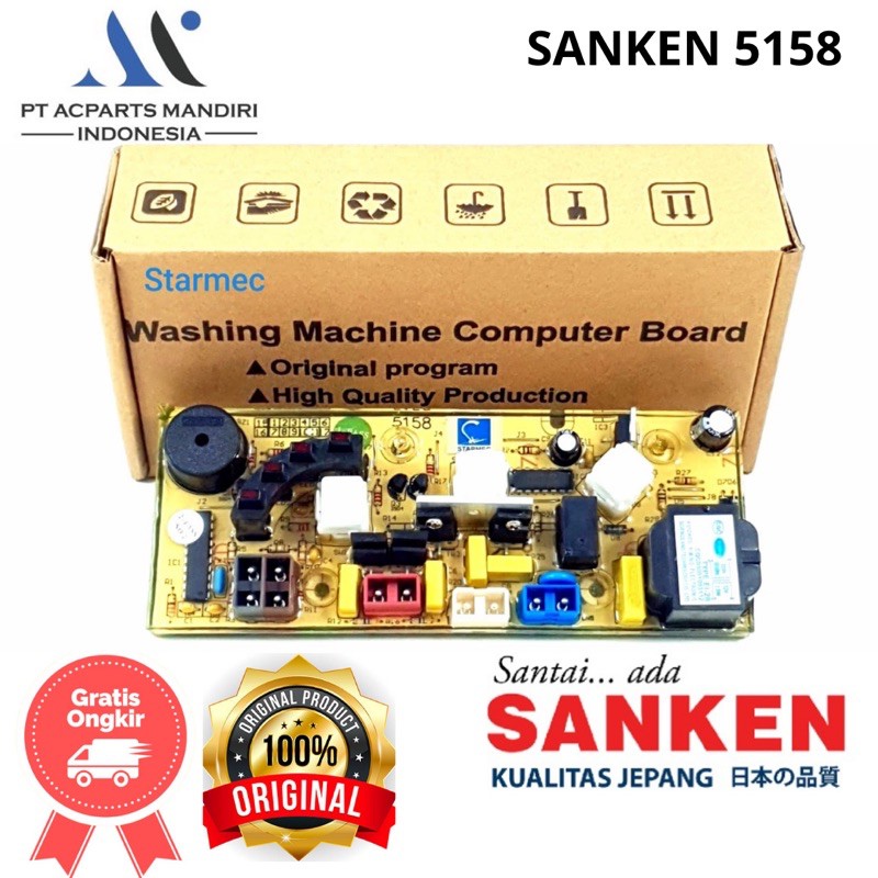 Modul pcb mesin cuci Sanken 3 tombol AWS770 AWS772 ( 5158 )