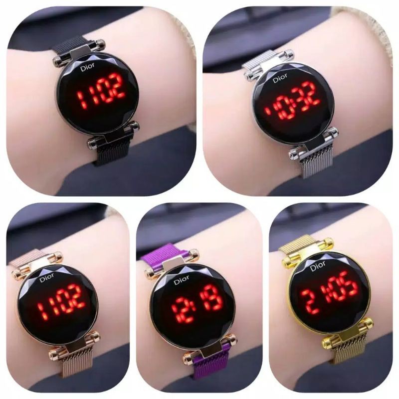 (Bayar Ditempat)Jam Tangan Wanita( D)Touch Scren Bulat Led Magnet(Dikirim Dari Jakarta)