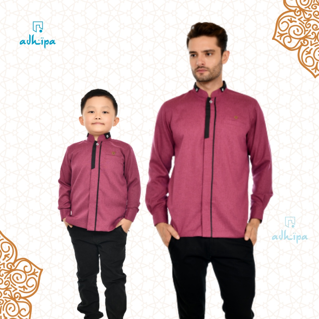 Koko Couple Utsman Ayah Anak by Adhipa lengan panjang warna Ungu Burgundy