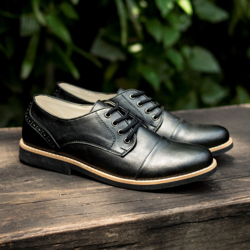 Hawkin Black | 39-44 | Sepatu Pantofel Oxford Hitam Kasual Kerja Kuliah Pria Men Original | FORIND x Story of Monday Mndy