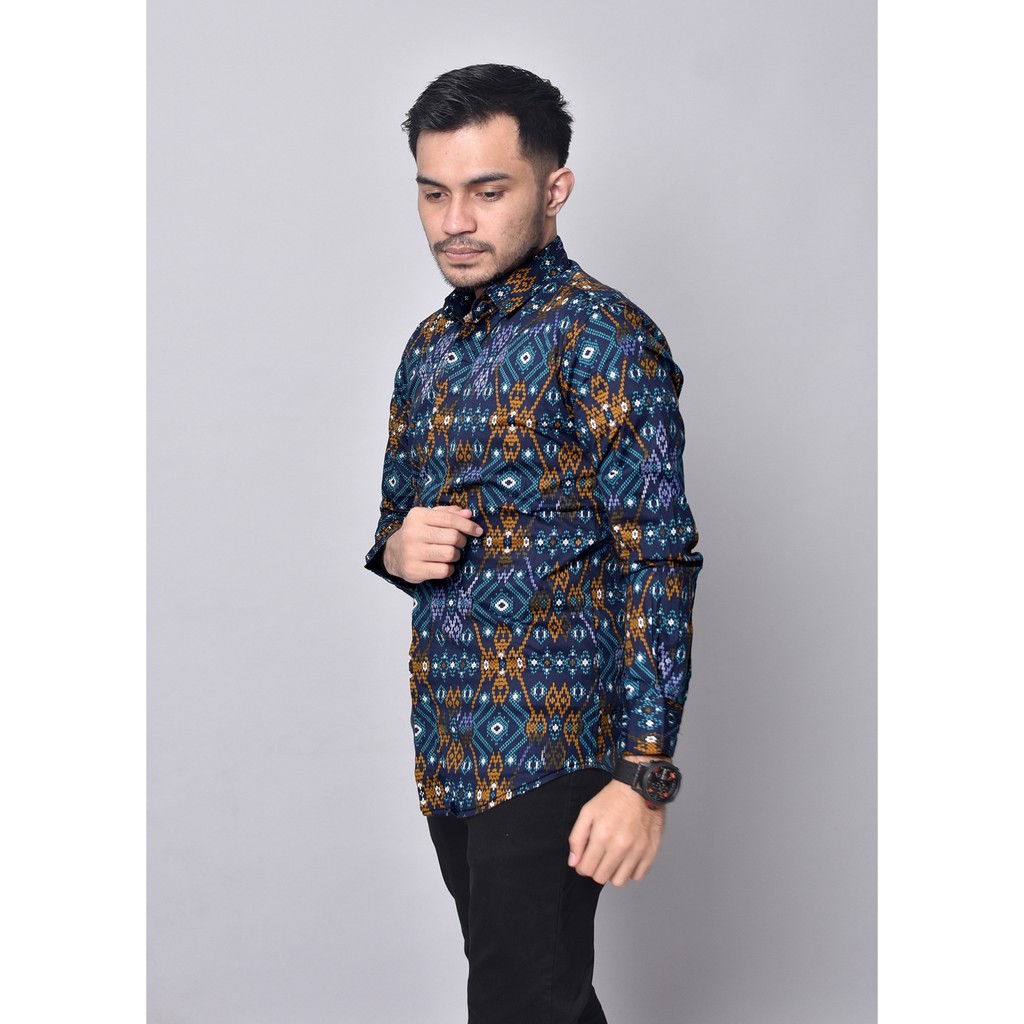 Babedo Kemeja Batik Pria Slim Fit Motif Salju Premium Lengan Panjang