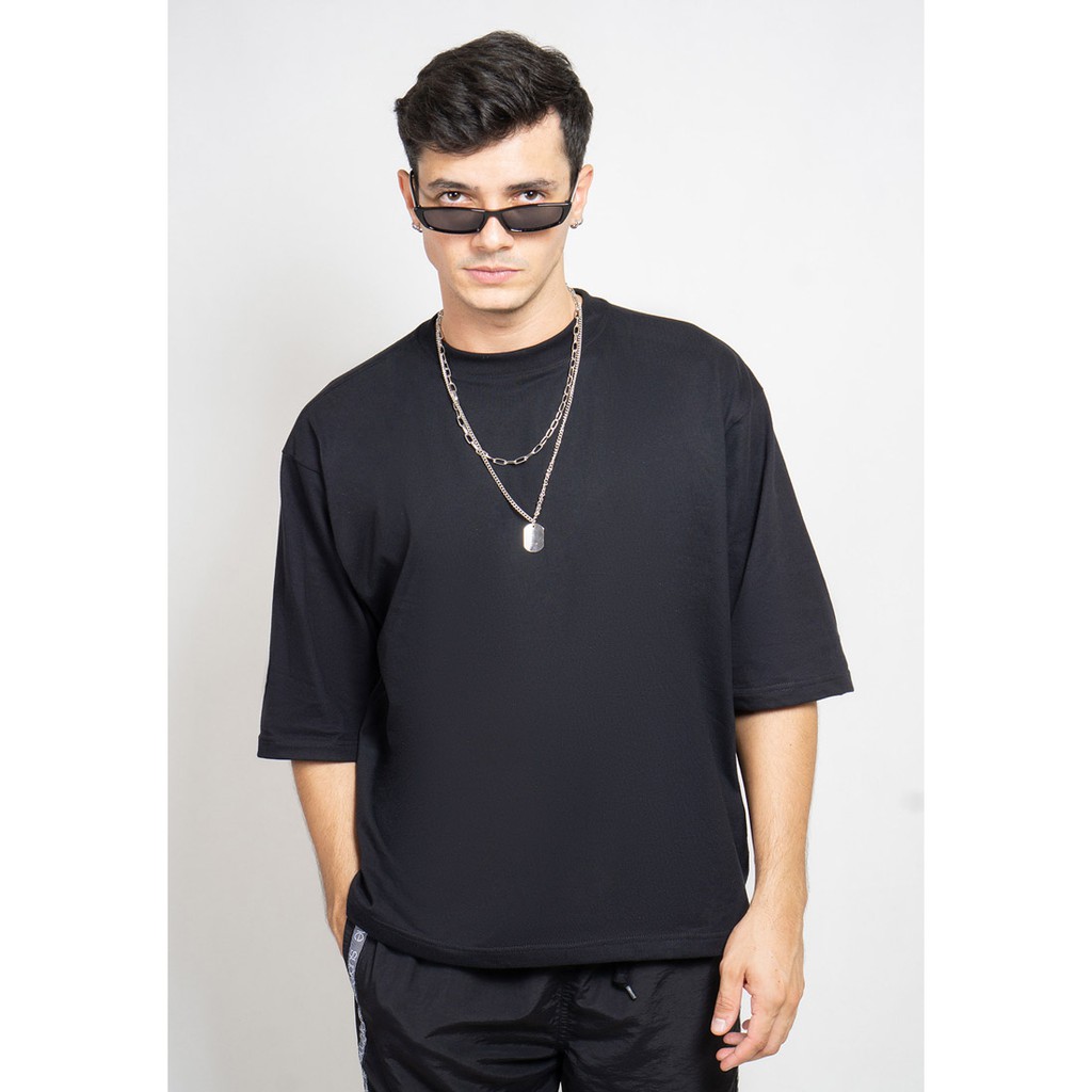 OCWA Men Black Basic Oversized Tshirt