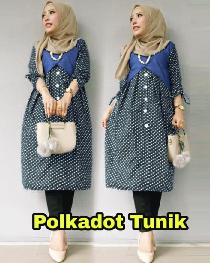 JA - [TUNIK POLKADOT OX]Tunik wanita katun Hitam
