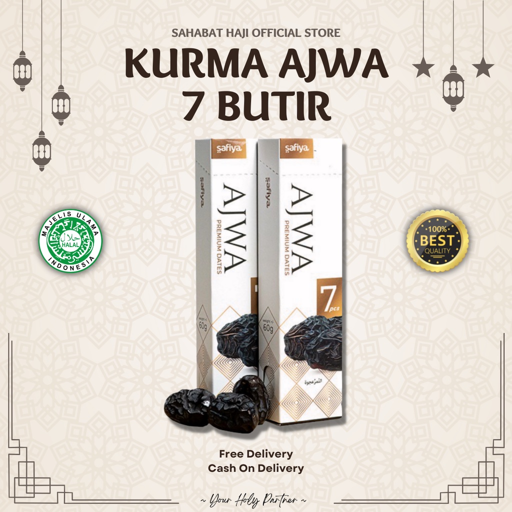

Kurma Ajwa Premium Asli Madinah Kemasan Elegant (7 Butir) - Kurma Nabi Original Super Premium