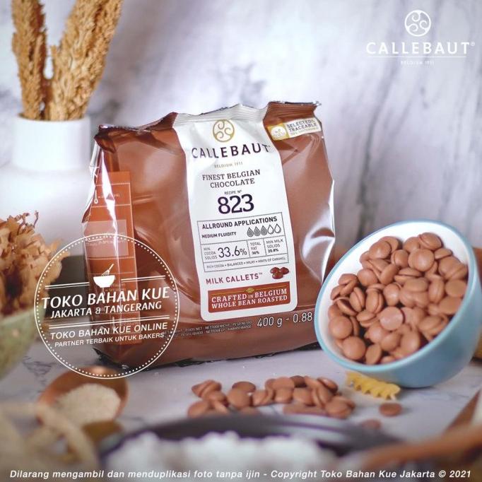 

Callebaut Chocolate Couverture Milk 33,6% 823NV 400gr ASLI 823 Coklat