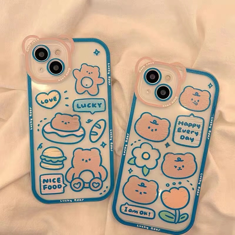 Soft Case Transparan Motif Beruang Untuk IPhone 13pro / Mini 12promax / SE2 2020 / 11pro MAX / 6S / 7 / 8plus / XR