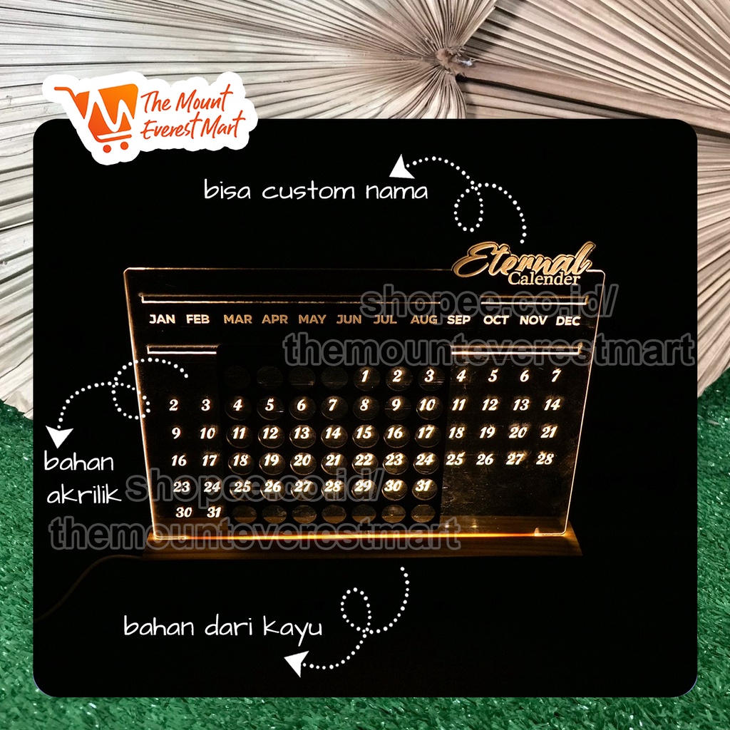 

Kalender Abadi Akrilik dengan Lampu | Kalender Meja