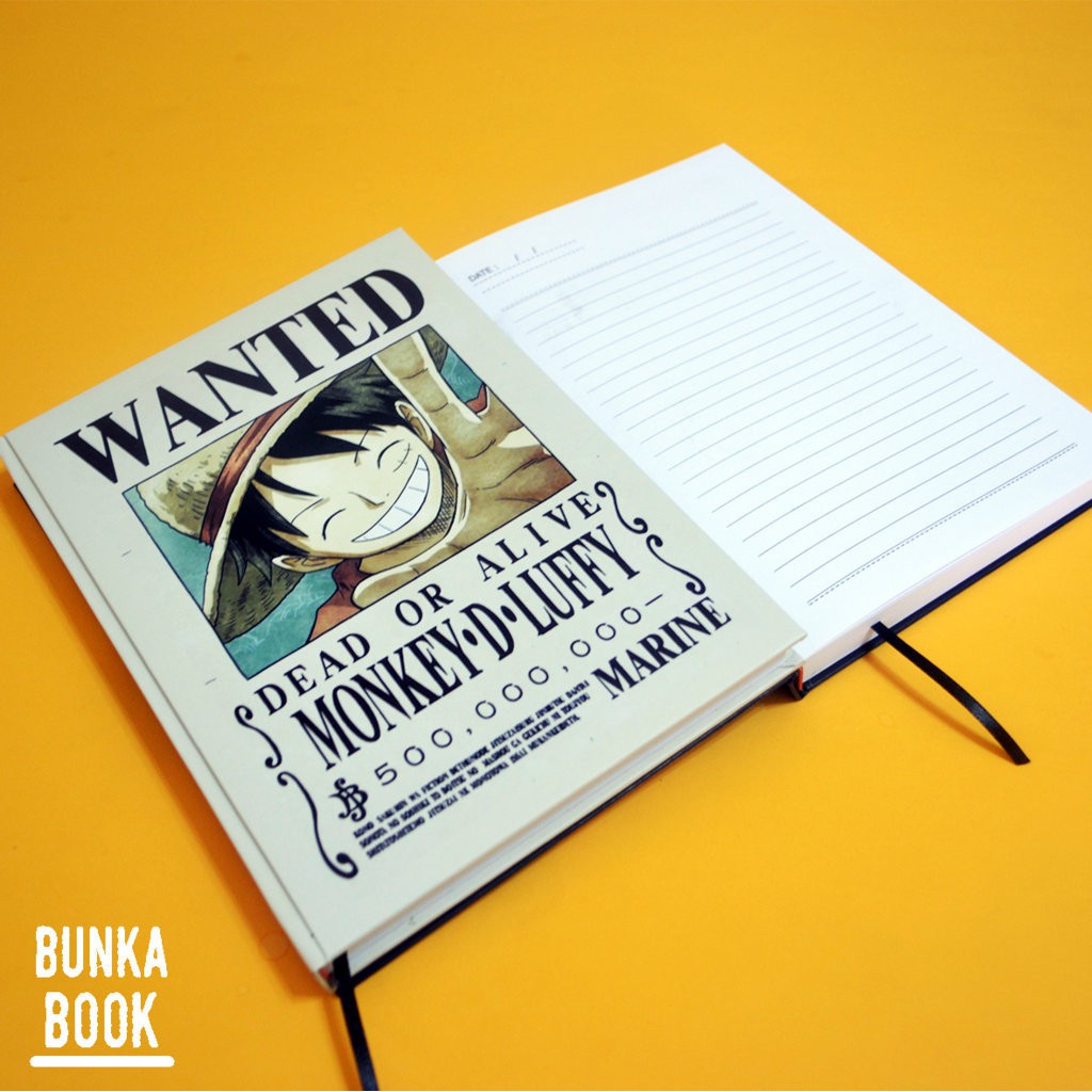 

Note Book Hardcover Anime One Piece Wanted Luffy Ukuran A5 Jurnal Agenda Planner Gift Couple