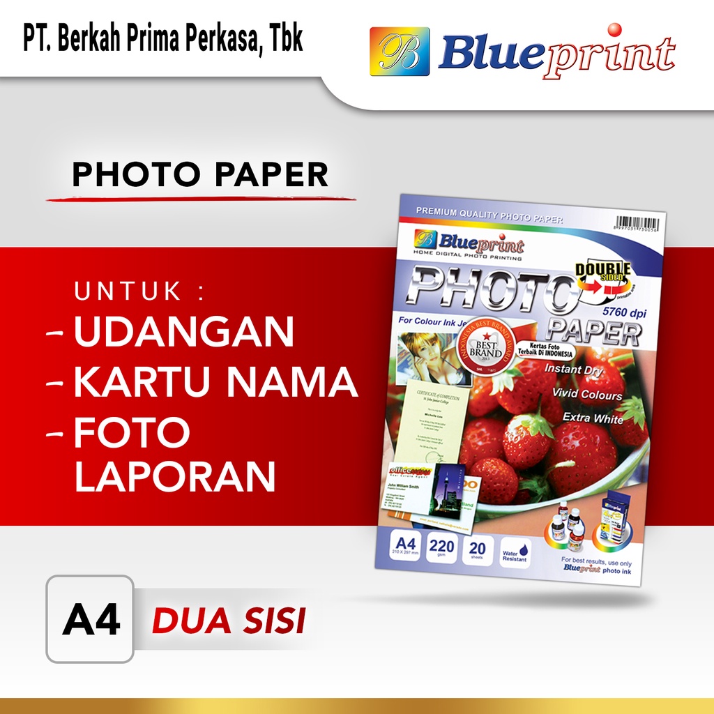 

Kertas Foto / Double Sided Photo Paper BLUEPRINT A4 220 gsm