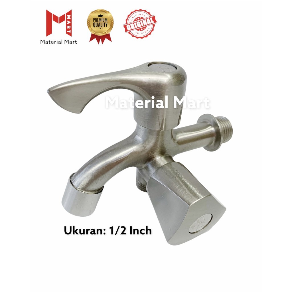 Keran Cabang 1/2 Inch Stainless Steel | Kran Tembok Cabang Satin 1/2&quot; | Material Mart