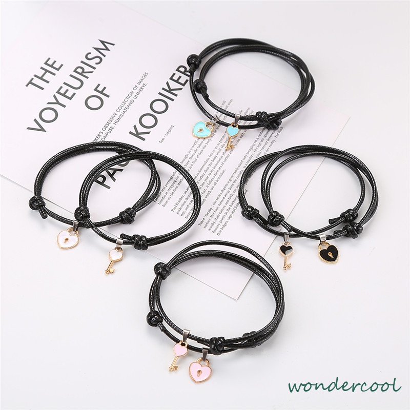 2Pcs / A Pasang Gelang Pasangan Gelang couple Kunci Cinta-Won