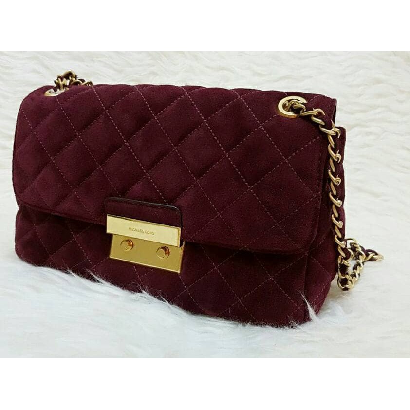 Michael Kors Sloan Large Plum Suede Leather. Tas MK Original