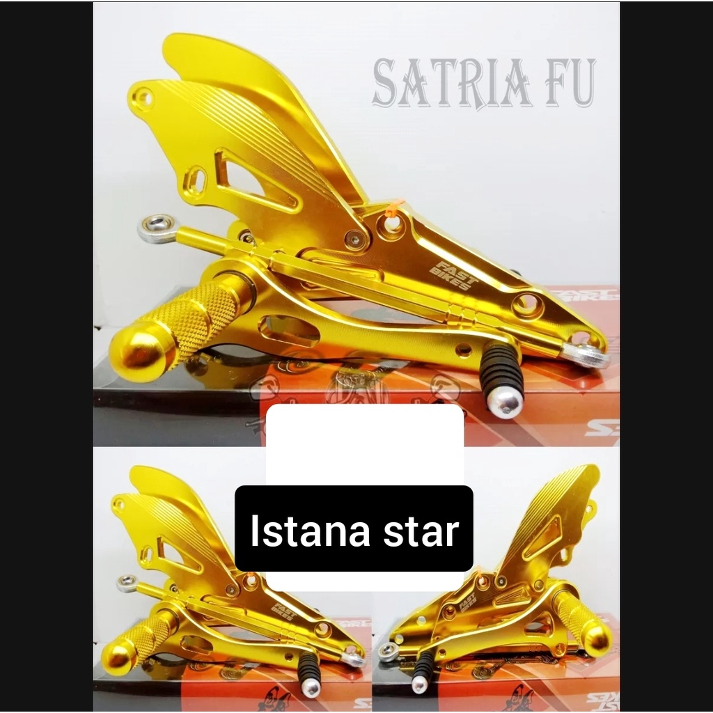 Footstep Underbone Full 1 Set Kiri Kanan Bahan CNC Tebel Motor Satria Fu Good Quality - Gold