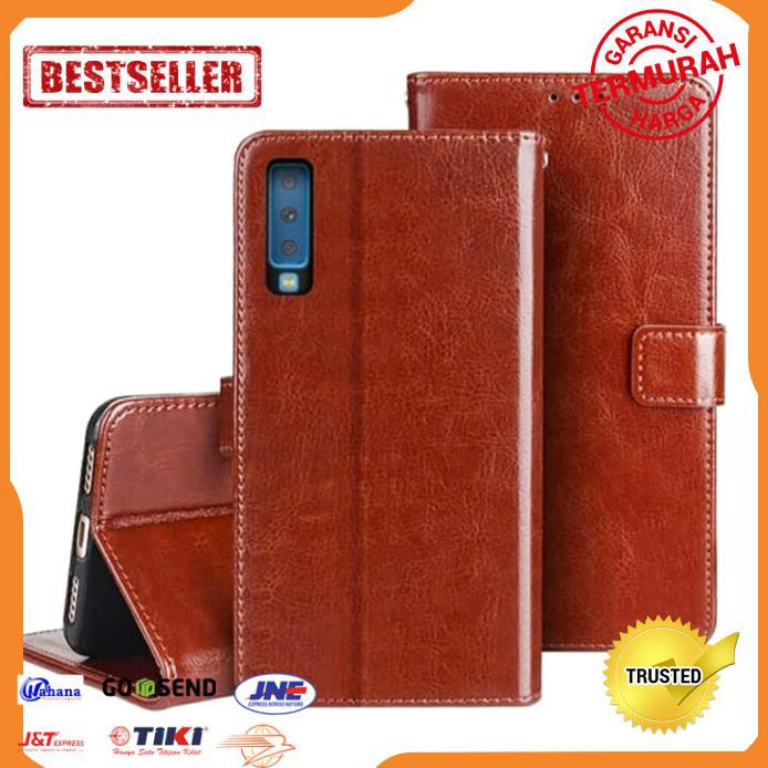 FLIP CASE HP SAMSUNG A7 2018 A750 WALLET LEATHER CASE KULIT