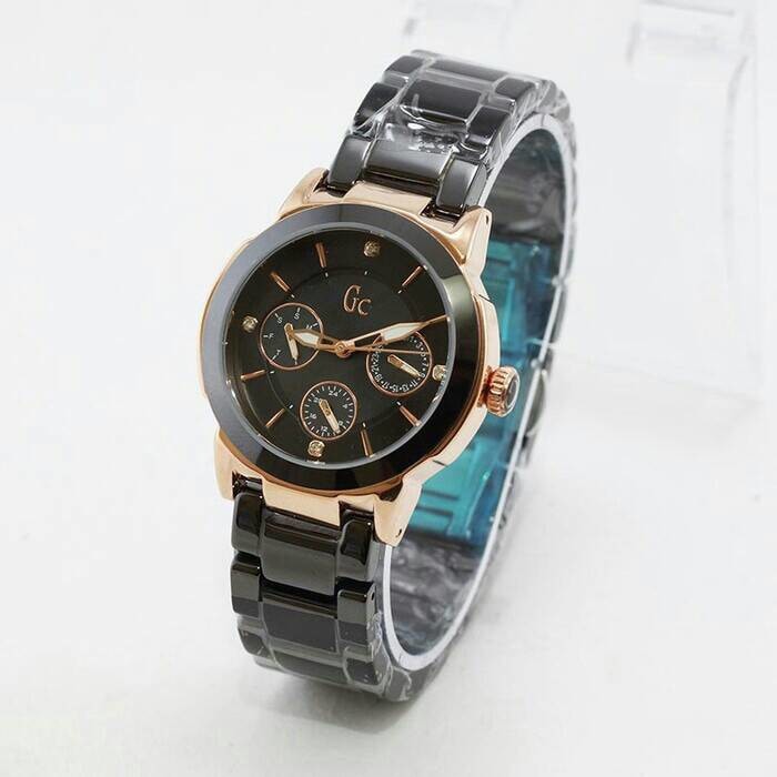Jam Tangan Wanita / Cewe  Guess Collection E0604 Keramik Hitam rose