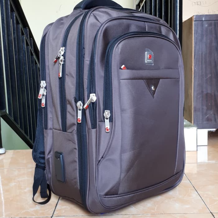 tas ransel laptop polo classic jumbo expanding - Cokelat