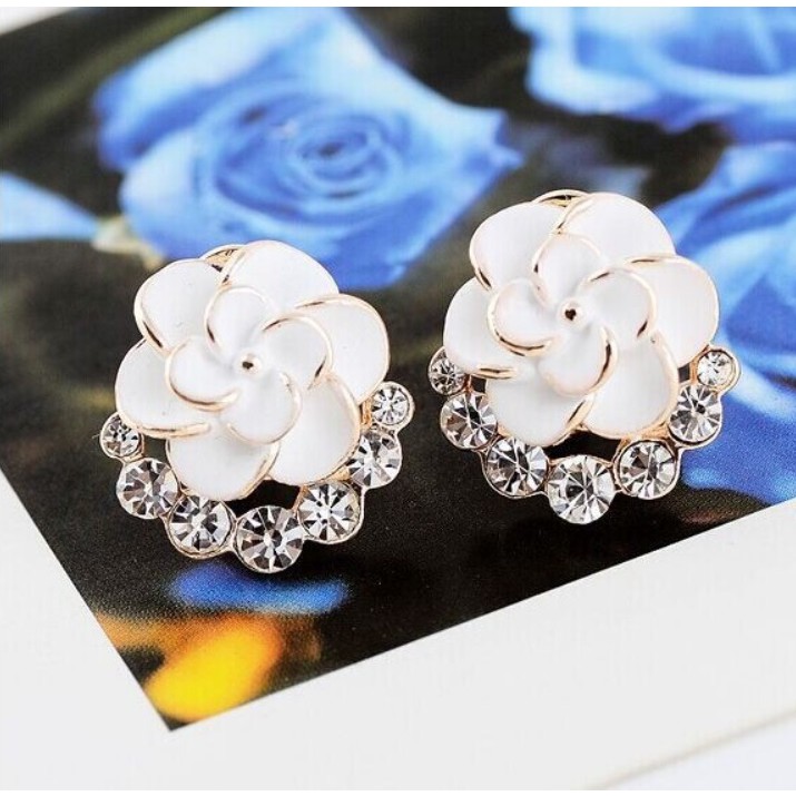 Anting Wanita E182 ROSE Women Stud Earrings Giwang Tusuk Cewe Korea Fashion Korean Style Berlian