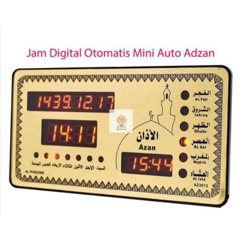 JAM Digital Otomatis Mini Auto Adzan Clock Az 2012 Jam Dinding / Jam Meja Glod