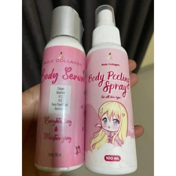 TERBARU body serum Bule Collagen &amp; body peeling spray bule collagen BPOM