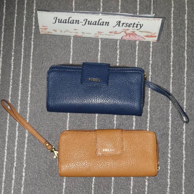 FOSSIL MADISON double zip CLUTCH Brown or Navy(Authentic)